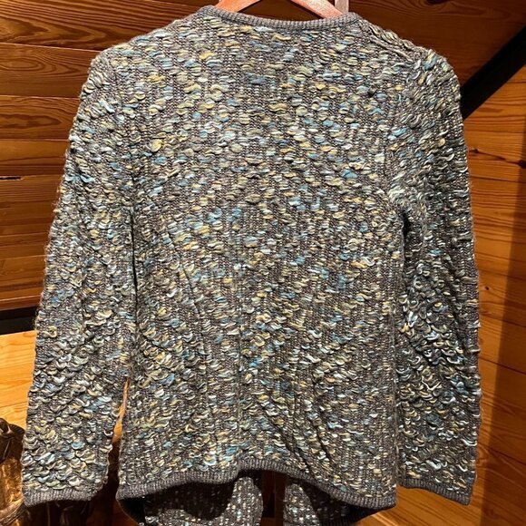 Anthropologie Moth Keavey Jacquard Wool Mohair Chunky Green Cardigan - Picture 9 of 12